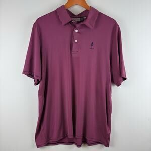 KJUS 1923 Golf Performance Men's Purple and Pink Striped Polo Shirt ~ XL